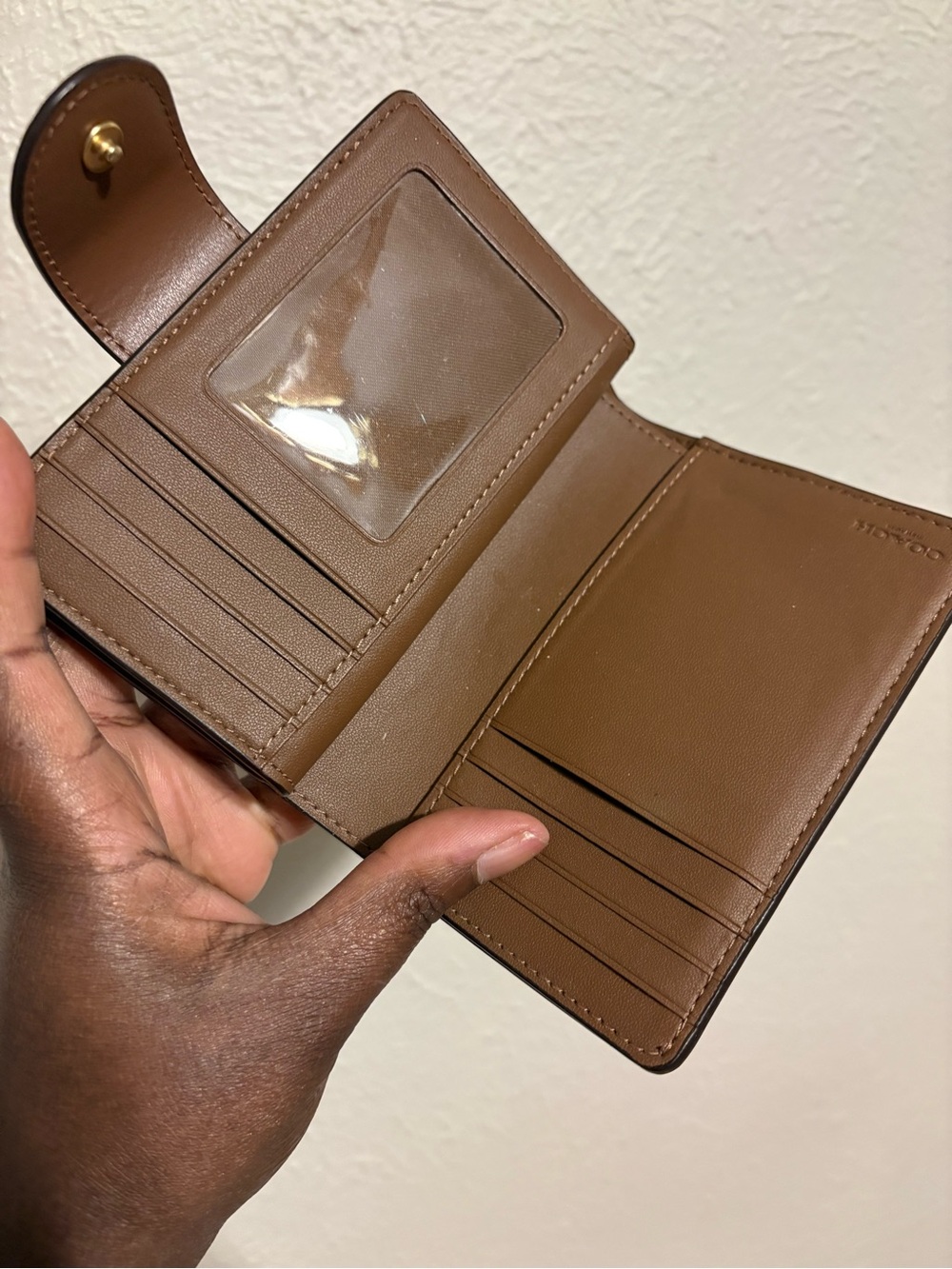 Coach Brown Signature Canvas Card Holder Wallet - Picture 2 of 6